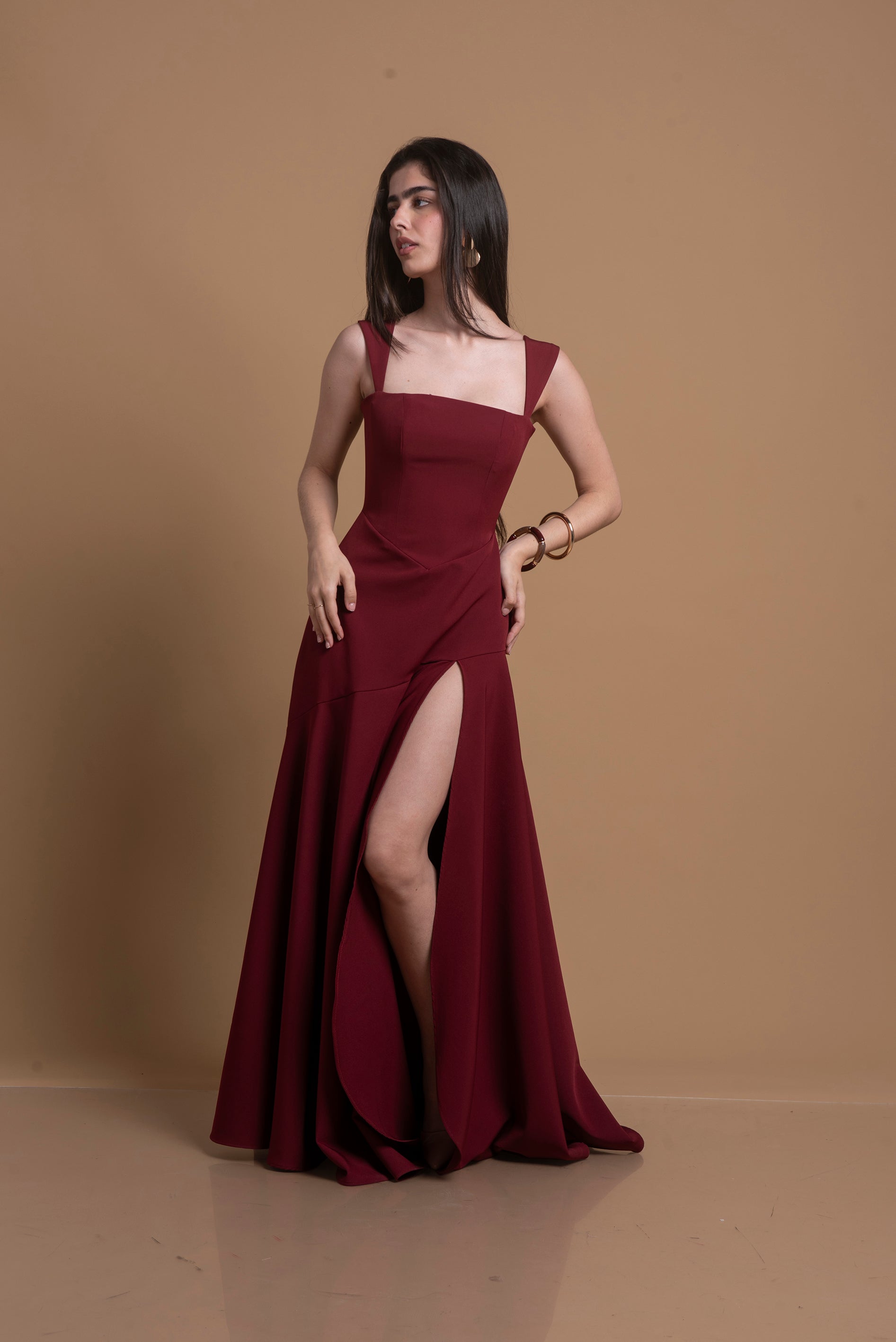 Vestido Bordeaux Vino – Largo de Gala