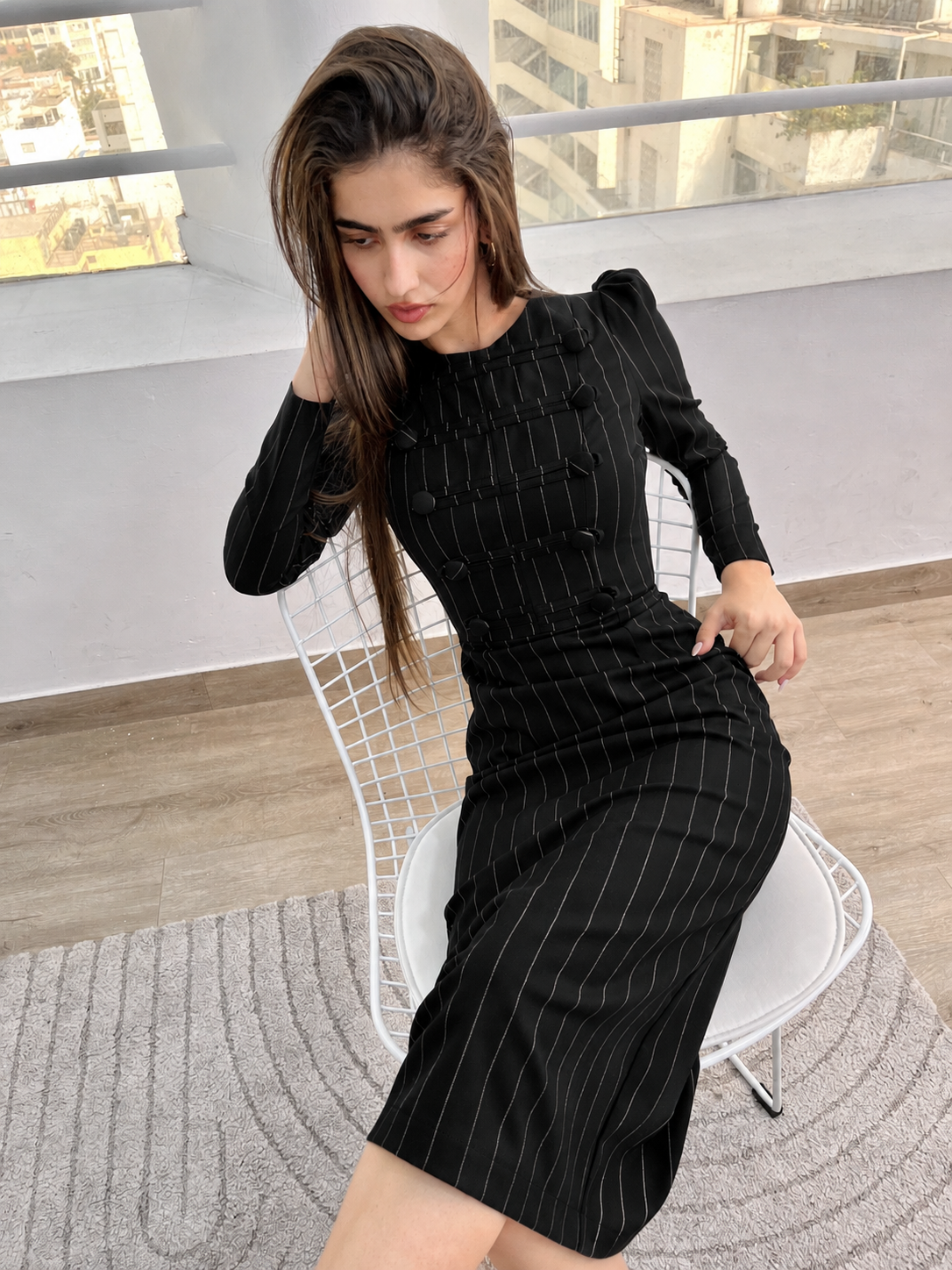 Azul Almirante — Vestido Midi Estructurado